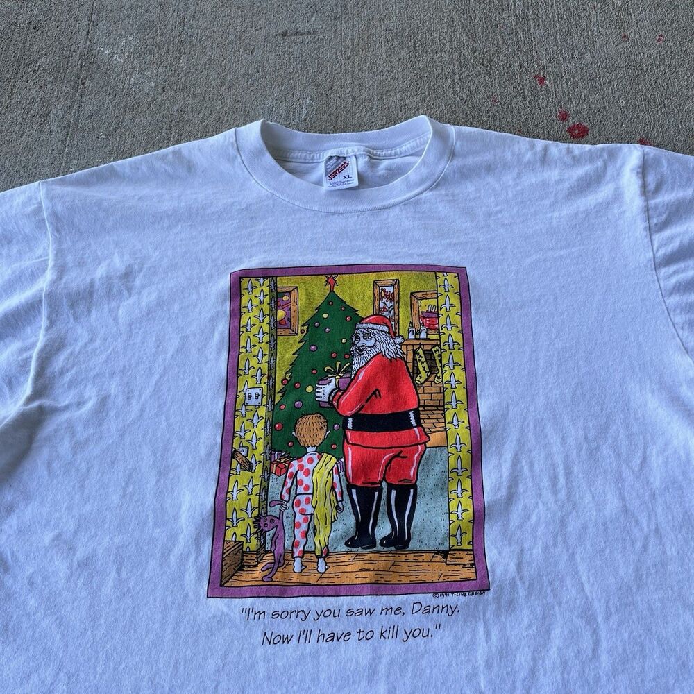 Vintage 1991 Santa Clause Dark Humor Art Tee Shirt Men’s Size XL